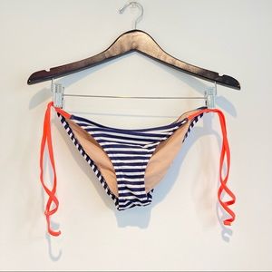 J Crew Bikini Bottom Striped White Blue Size Small